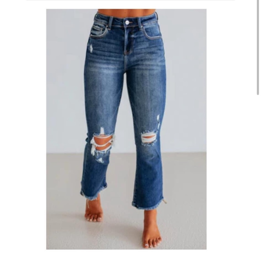 High Rise Risen Crop Flare Jeans